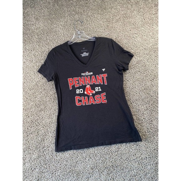 Boston Red Sox Shirt Womens Small Black Red MLB Baseball V Neck Ladies - Picture 3 of 10